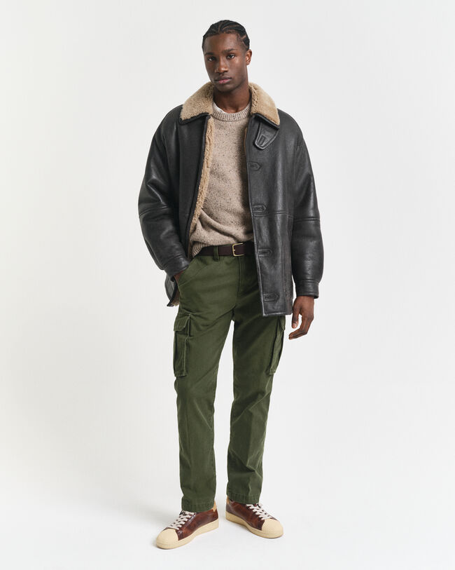 Regular fit cargobukser af bomuldstwill