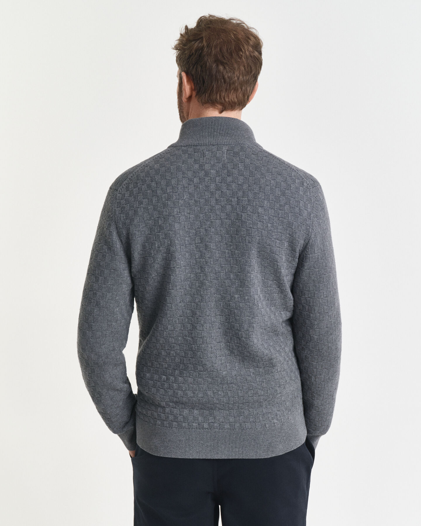 Sweater med mikrotekstur og lynlås