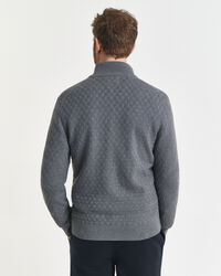 Sweater med mikrotekstur og lynlås