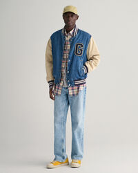 Regular fit ternet skjorte af bomuld og h&oslash;r