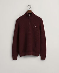 Texture bomuldssweater med halv lynl&aring;s