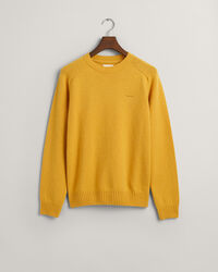 Crewneck sweater i uld med sadelskuldre