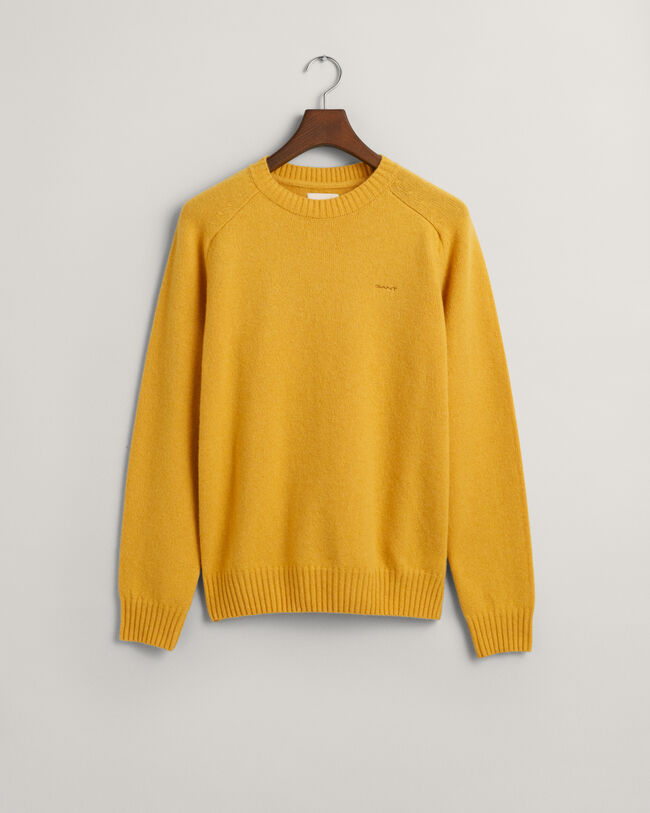 Crewneck sweater i uld med sadelskuldre