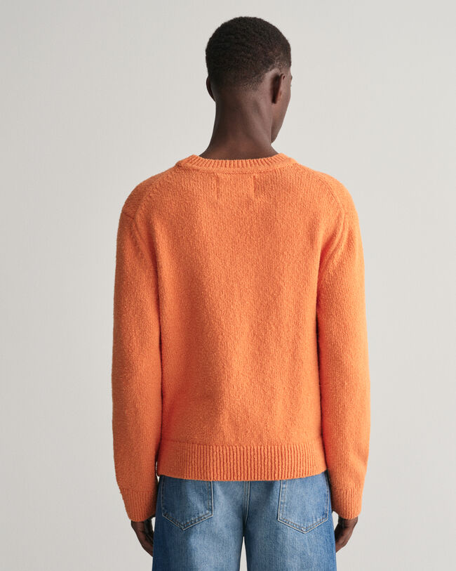 Crewneck sweater med boucl&eacute;-strik