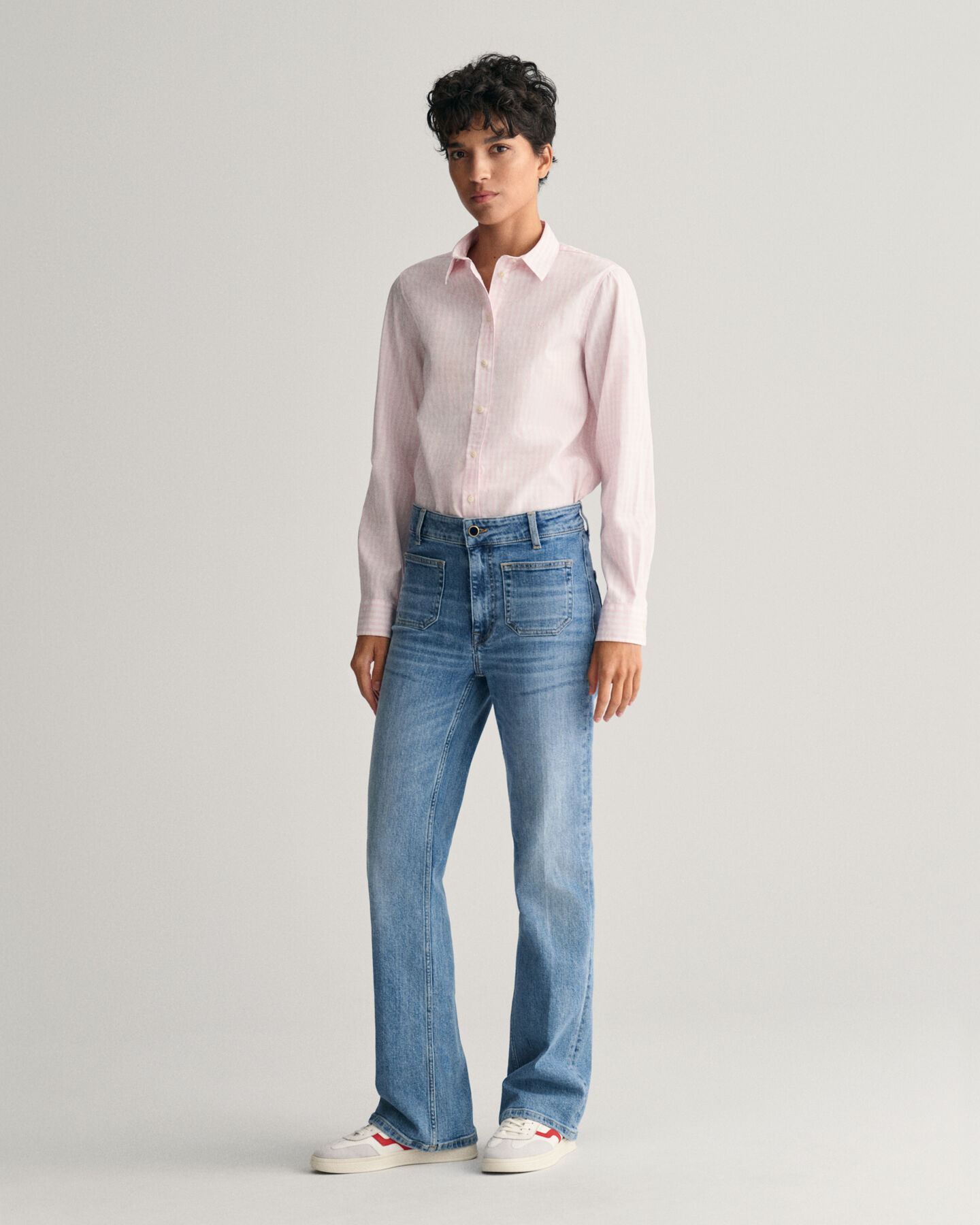 Regular fit gingham poplin skjorte