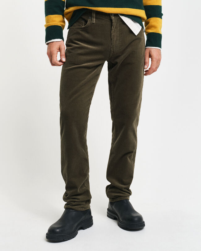 Regular fit jeans af jernbanefløjl