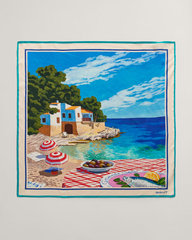 Silketørklæde med Scenery-tryk