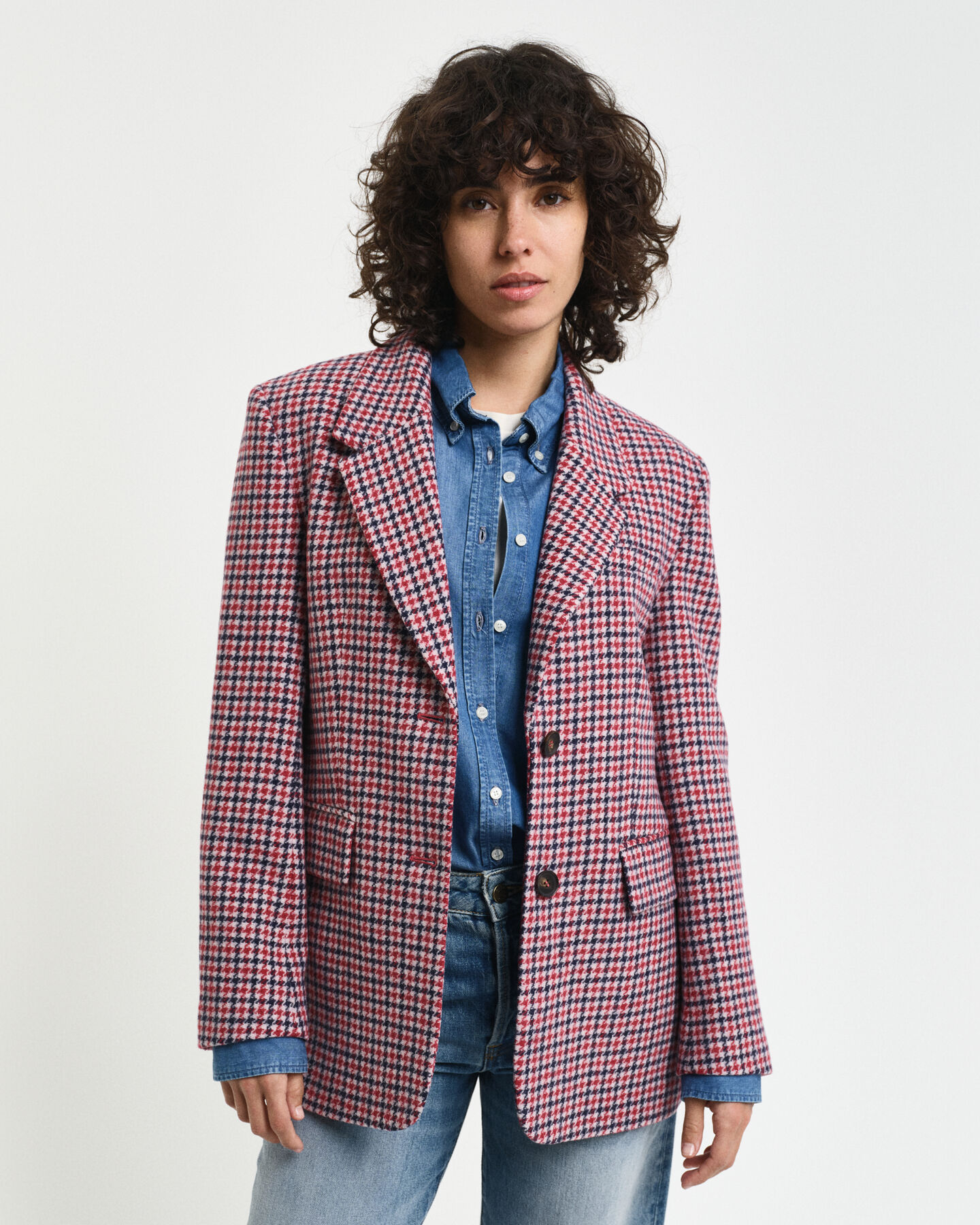 Regular fit houndstooth blazer
