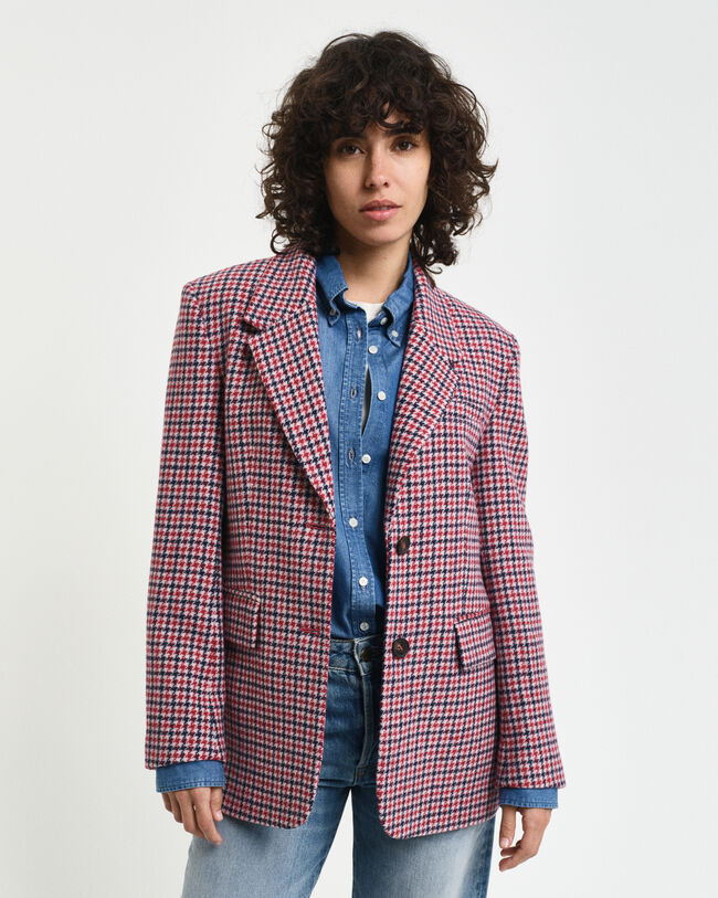 Regular fit houndstooth blazer