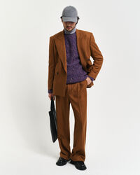 Kabelstrikket sweater i bouclé