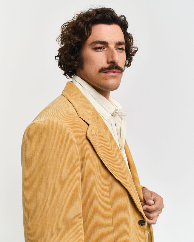 Regular fit blazer i jernbanefløjl