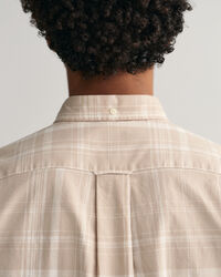 Regular fit ternet skjorte af bomuld og hør