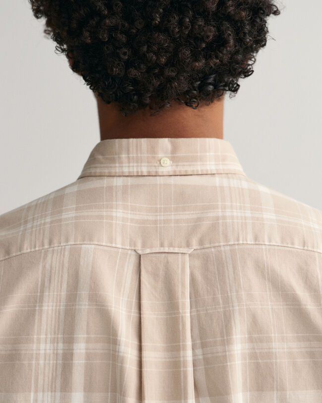 Regular fit ternet skjorte af bomuld og hør