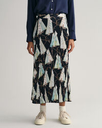 Plisseret nederdel med Sailing-tryk