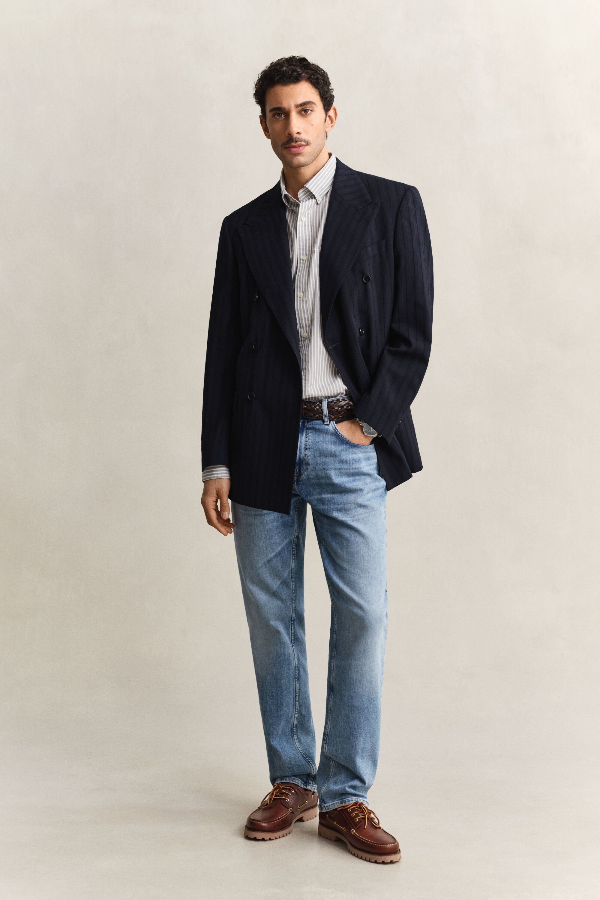 Stribet klassisk poplin-skjorte