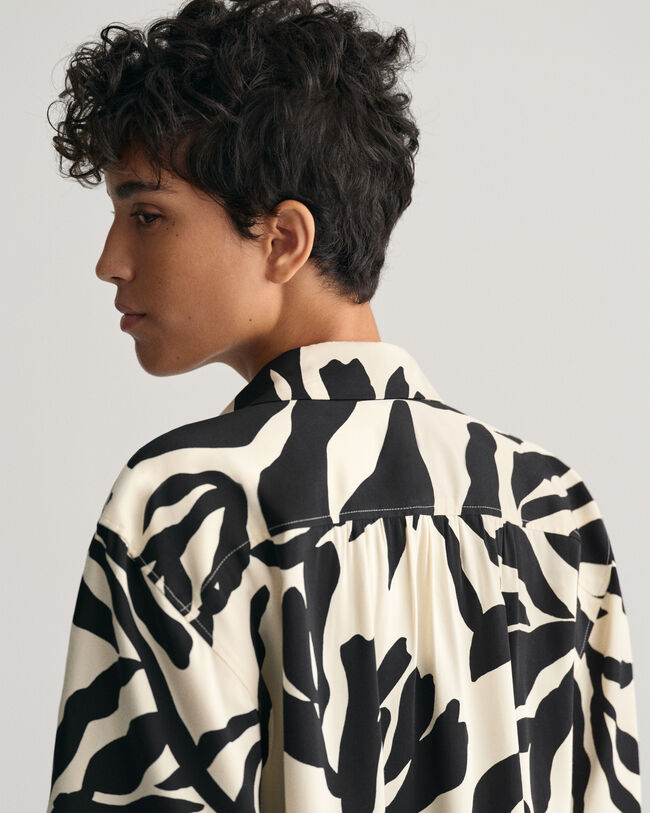 Relaxed fit Palm Print skjorte med korte ærmer