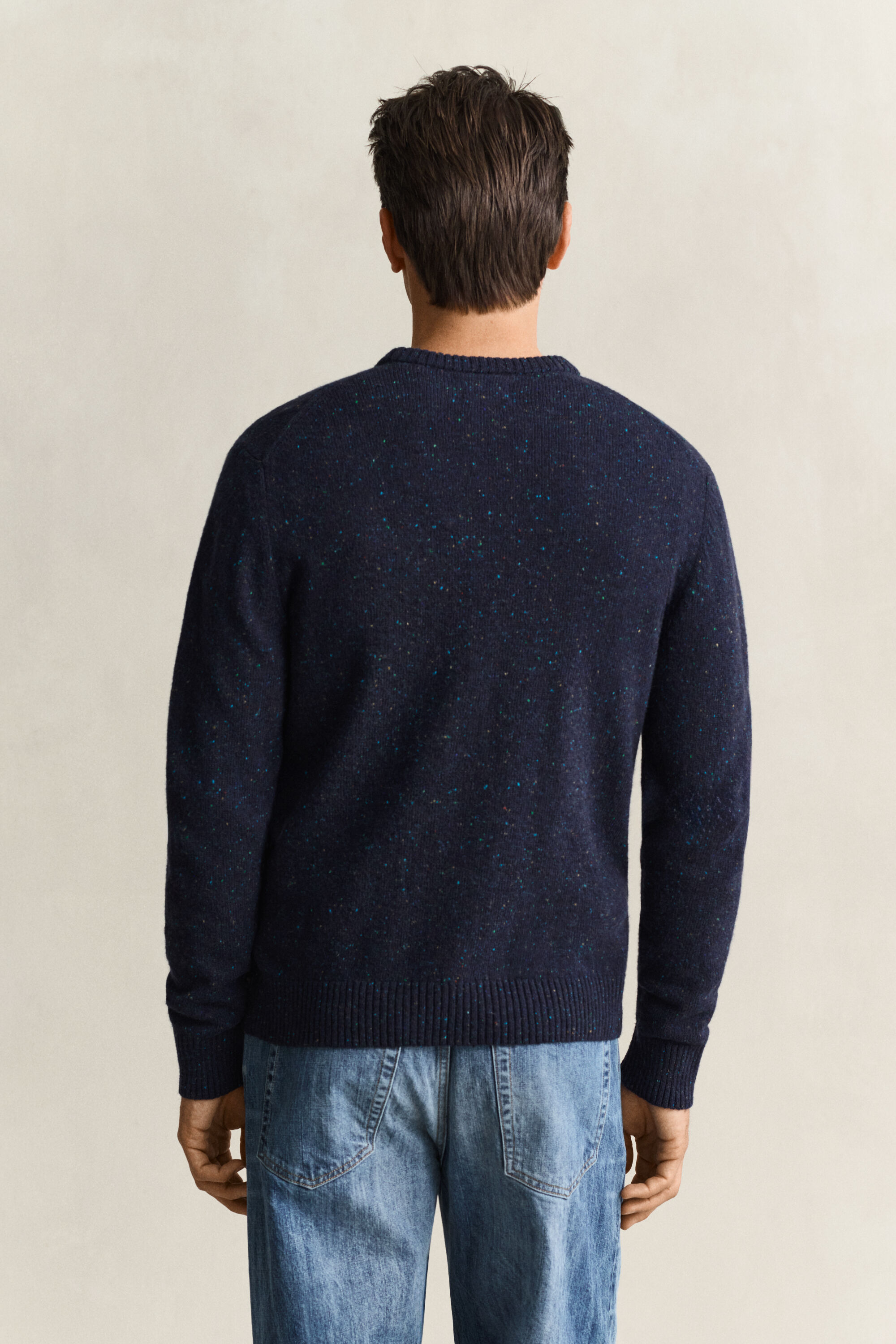 Sweater med crewneck og nister i uldblanding