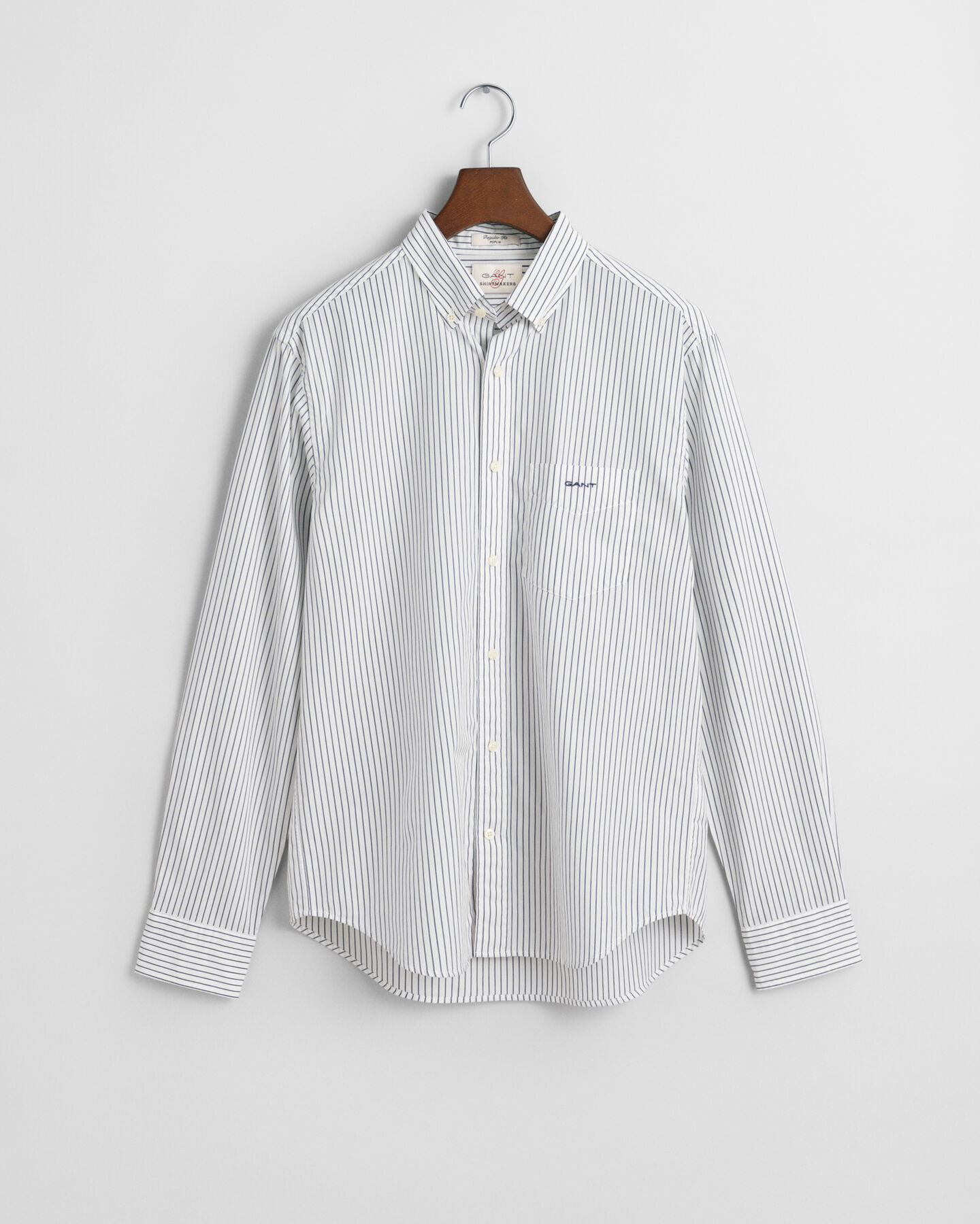 Regular fit poplin skjorte med striber
