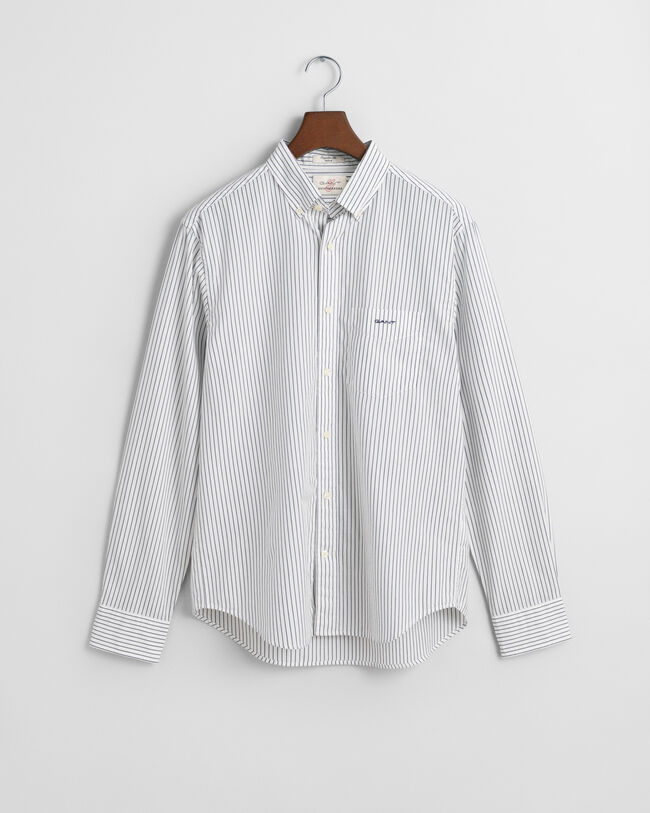 Regular fit poplin skjorte med striber