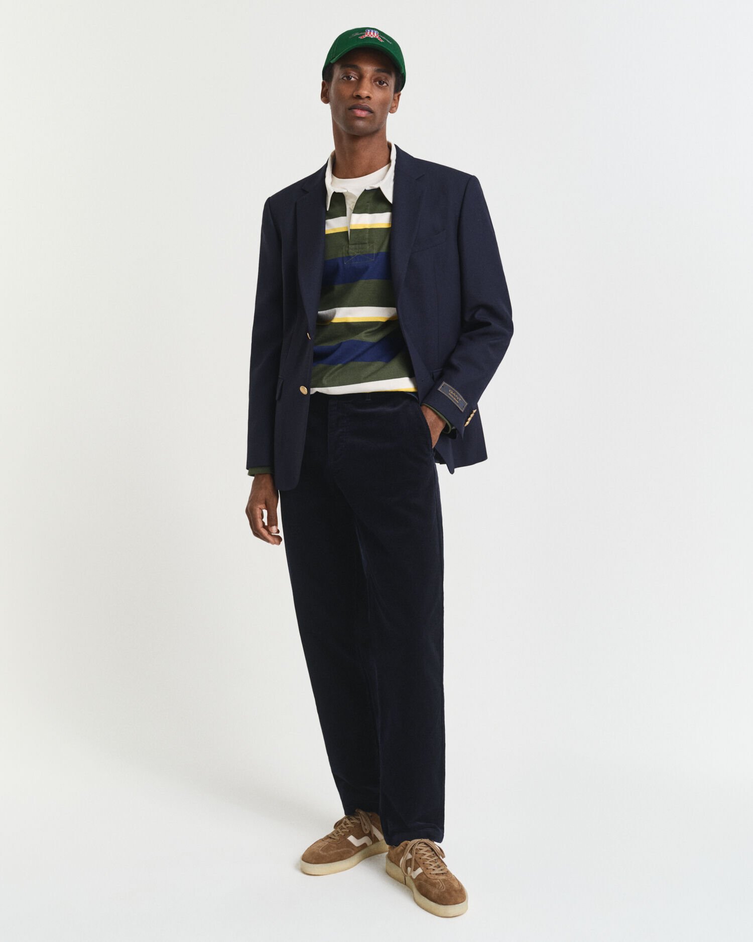 Regular fit chinobukser i jernbanefløjl