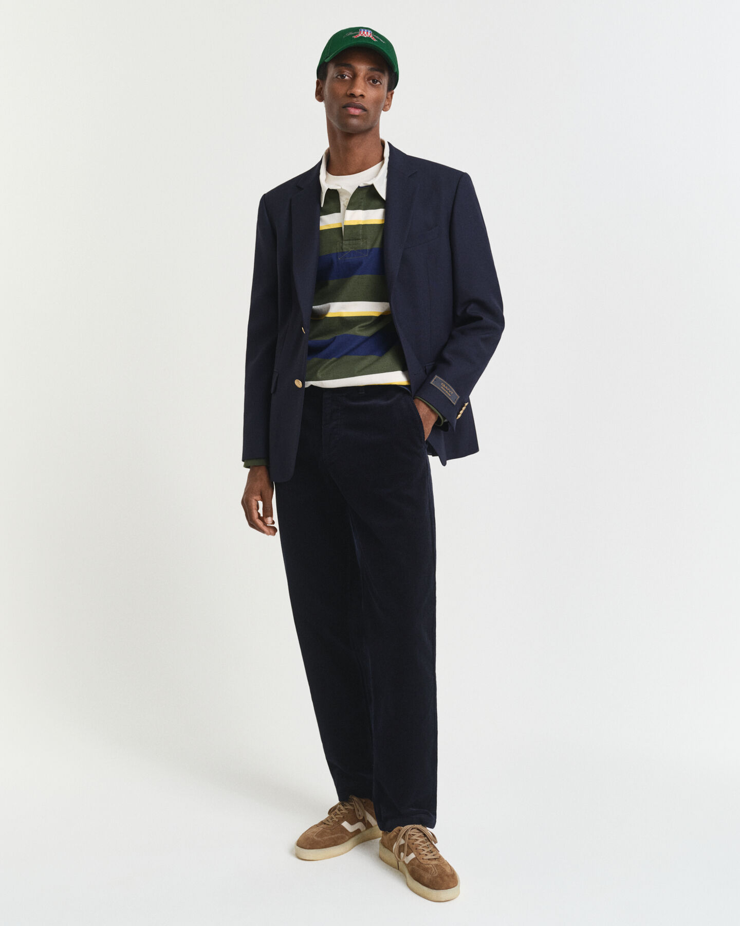 Regular fit chinobukser i jernbanefløjl