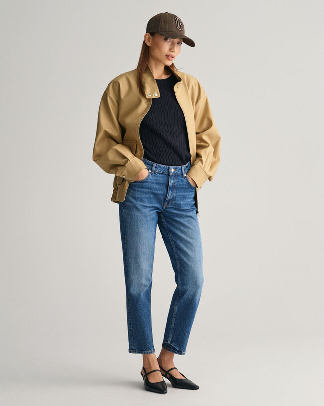 Tekstureret kortærmet sweater med crewneck