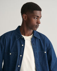 Relaxed Fit indigo tekstureret skjorte