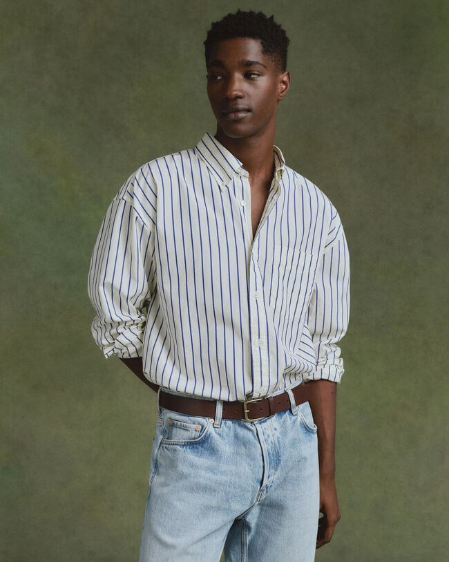 Oversize poplinskjorte med striber