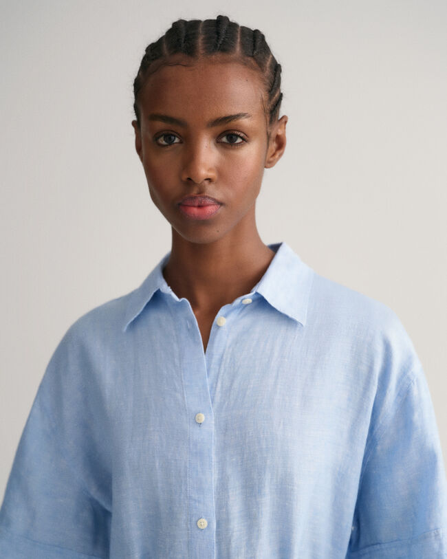 Skjortekjole af h&oslash;r med korte &aelig;rmer