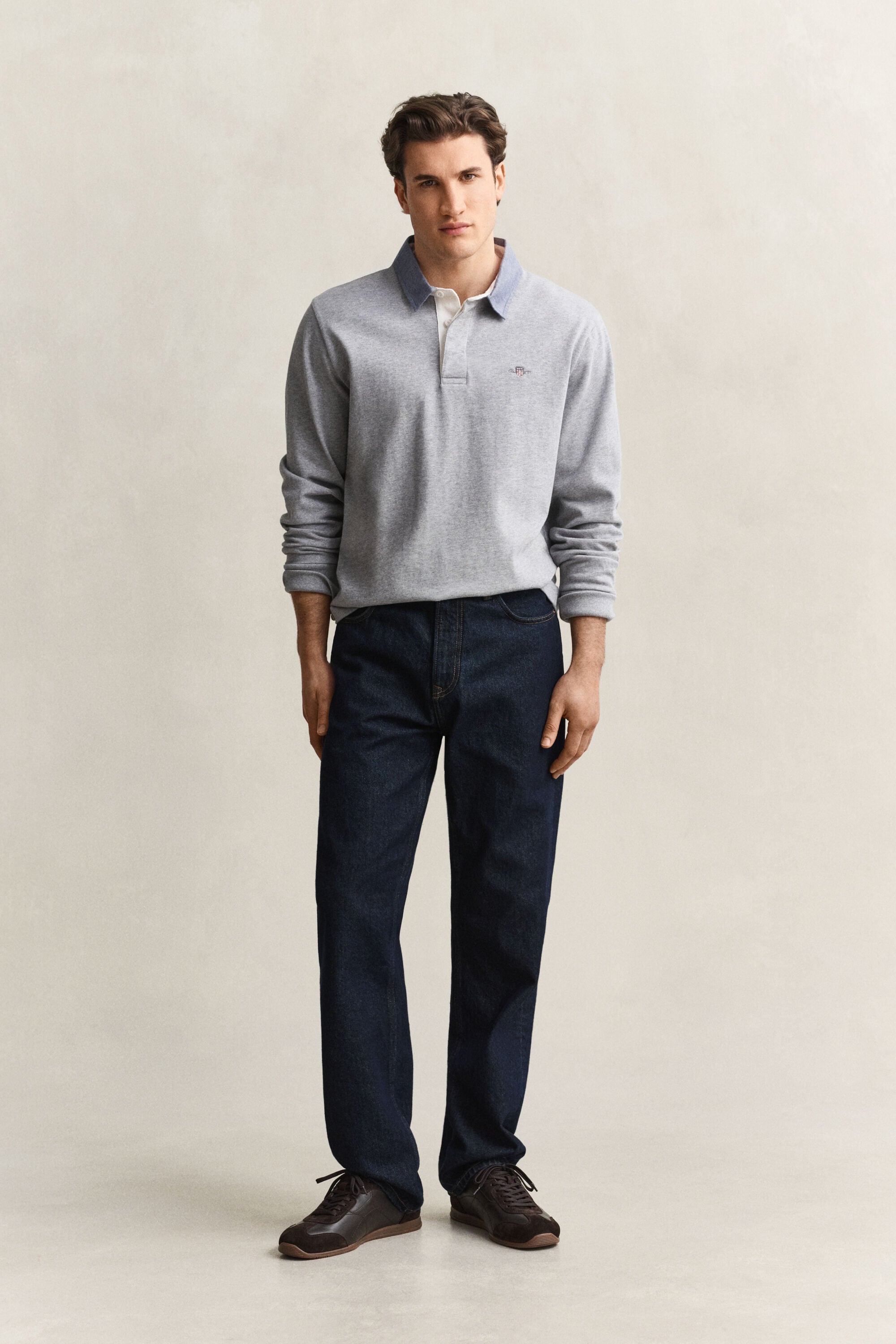 Heavy Rugger med krave i chambray