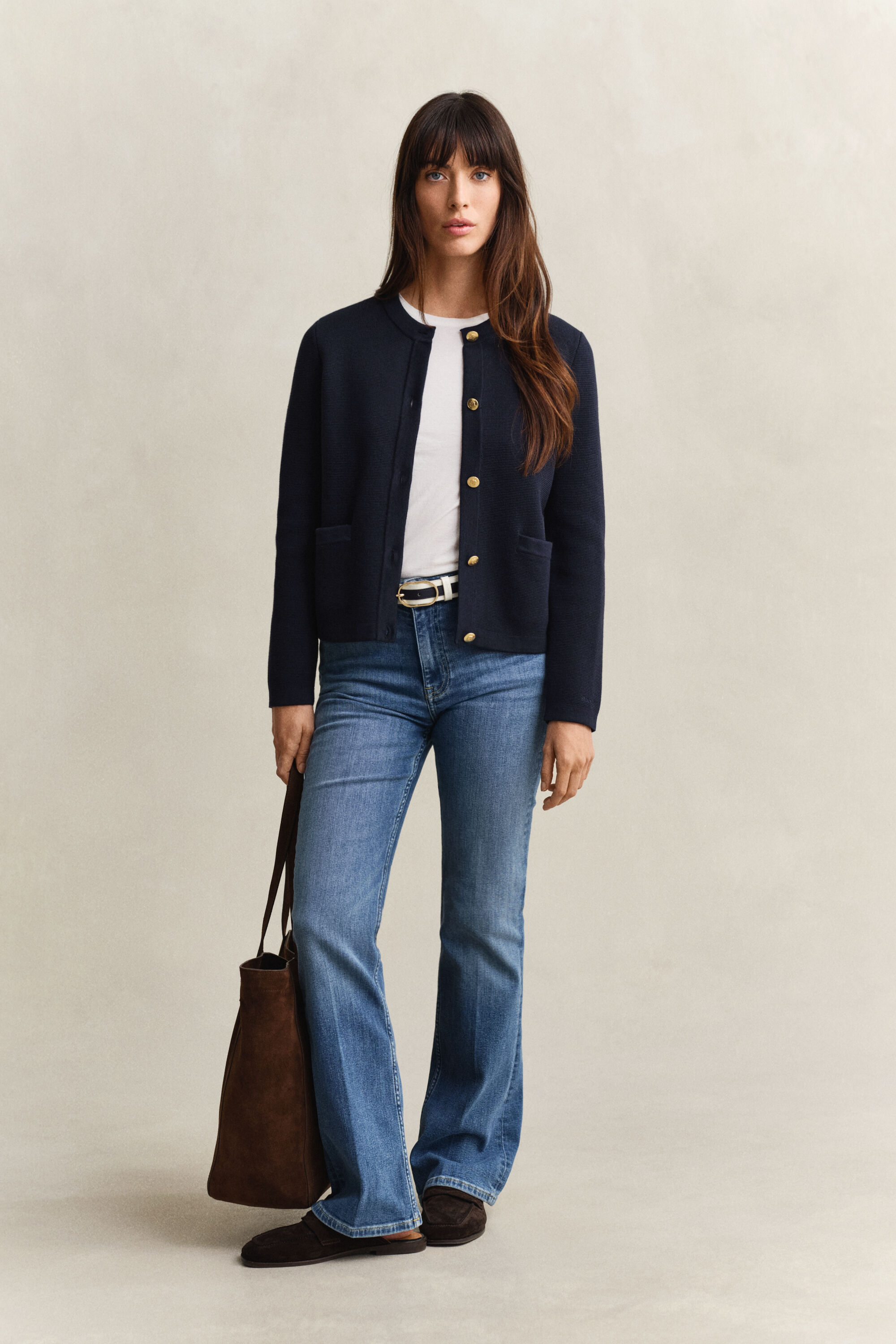 Strikket bomuldsjakke