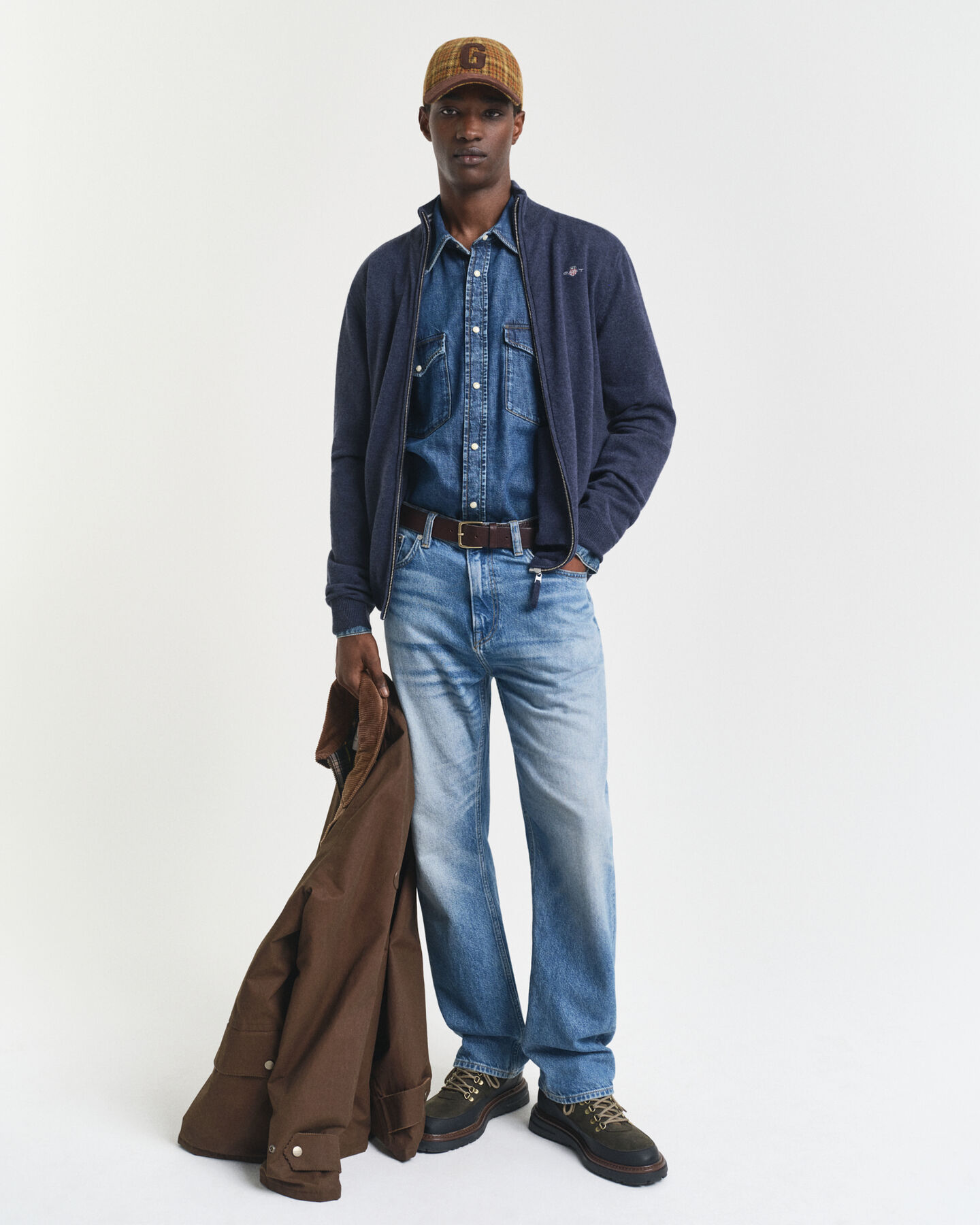 Cardigan af ekstra fin lammeuld med lynlås