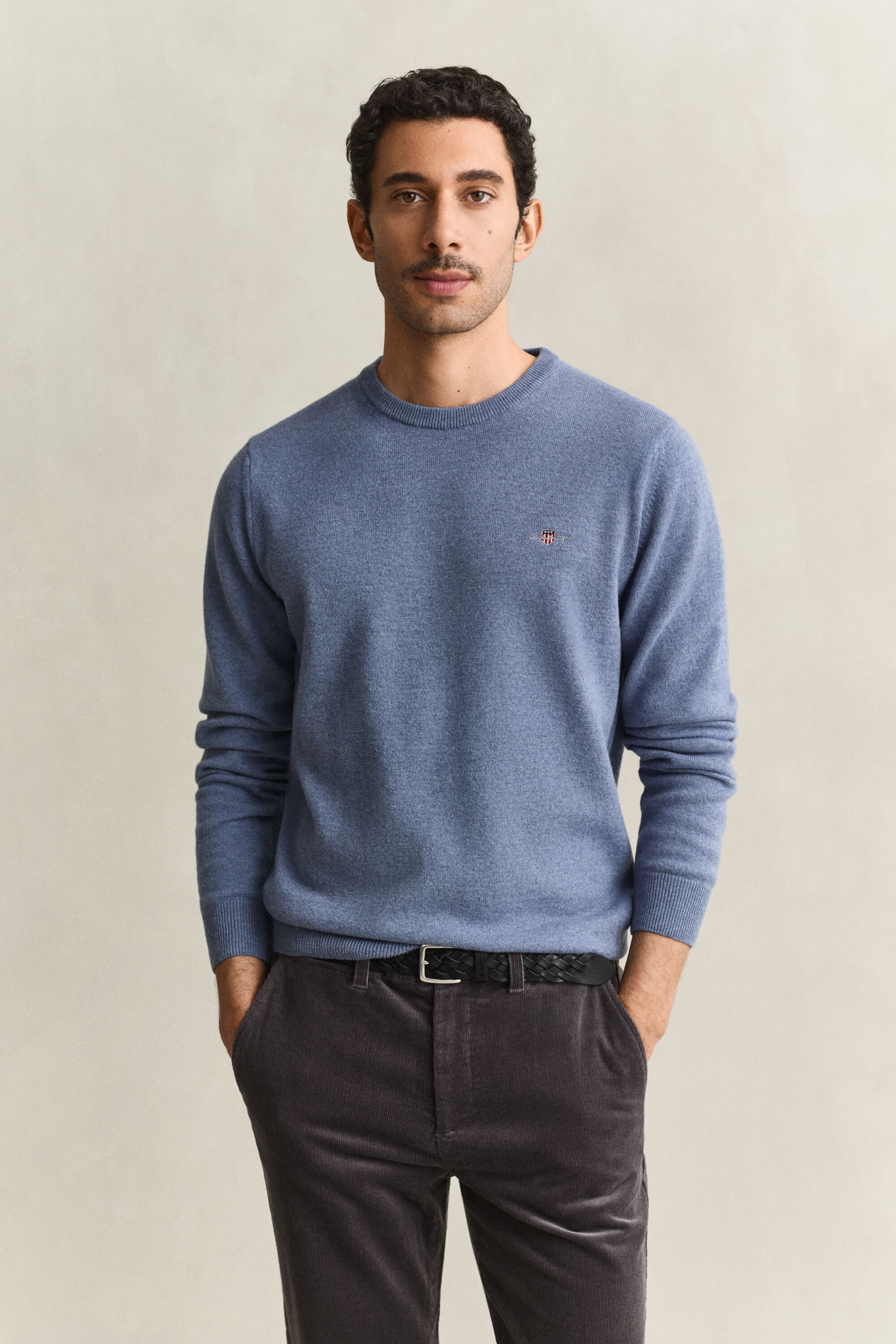 Crewneck sweater i lammeuld