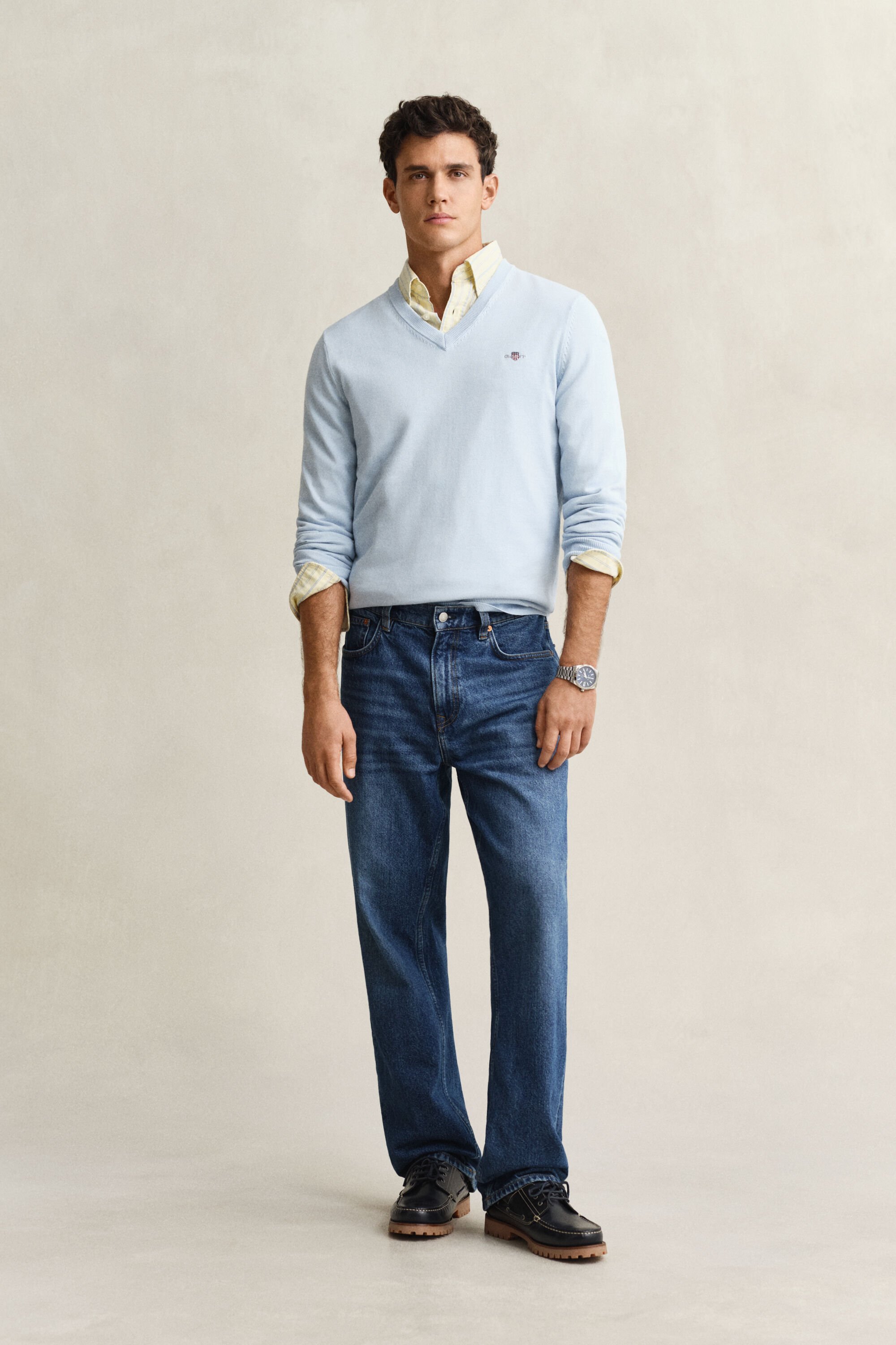 Klassiske sweater i bomuld med V-hals