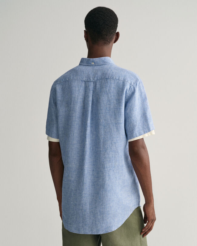 Regular fit houndstooth h&oslash;rskjorte med korte &aelig;rmer