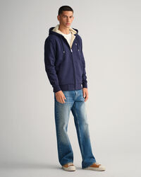 Sherpa fleece hættetrøje med lynlås