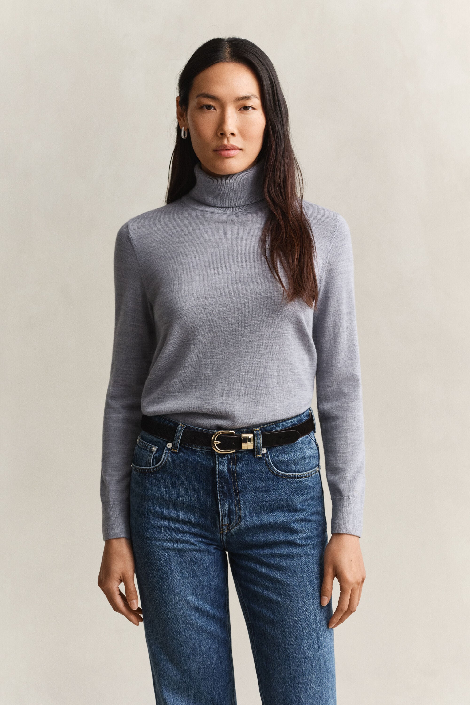 Rullekrave sweater af ekstra fin merinould