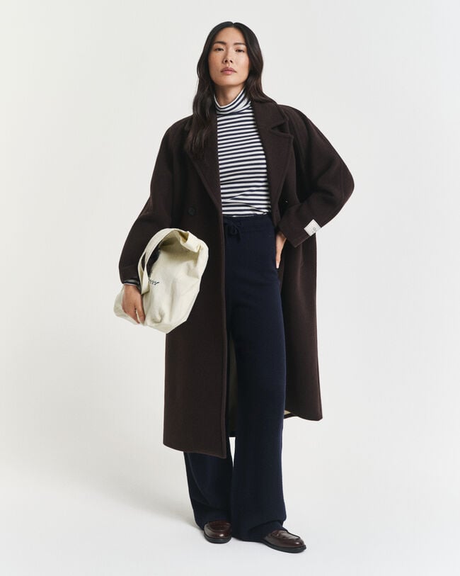 Let stribet top i bomuld med rullekrave