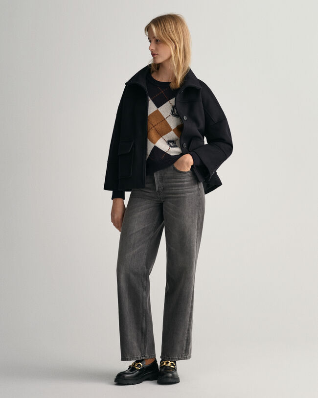 Kort jakke af uldblanding