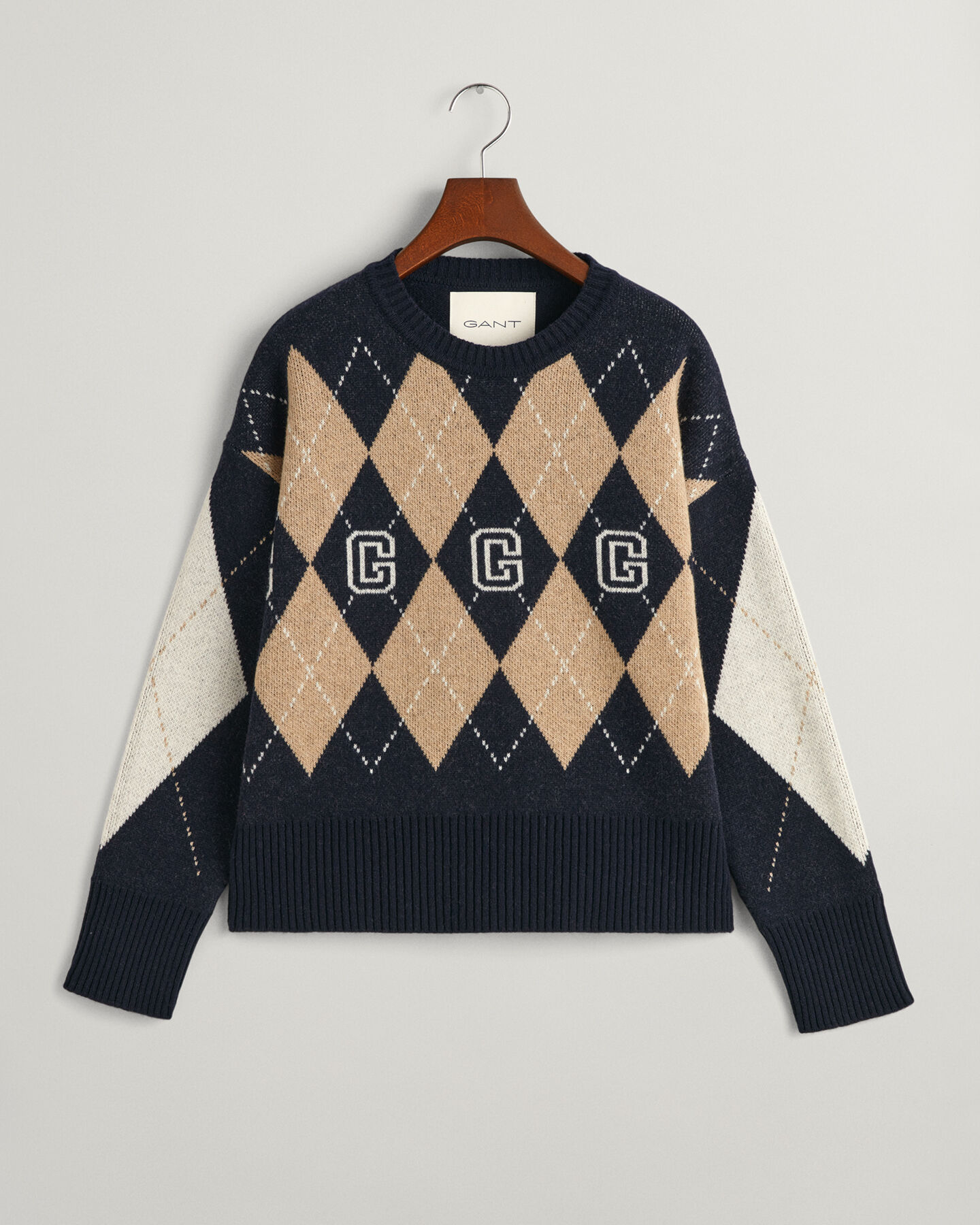 Super fin argyle sweater med crewneck