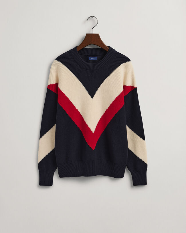 Crewneck sweater med farveblok