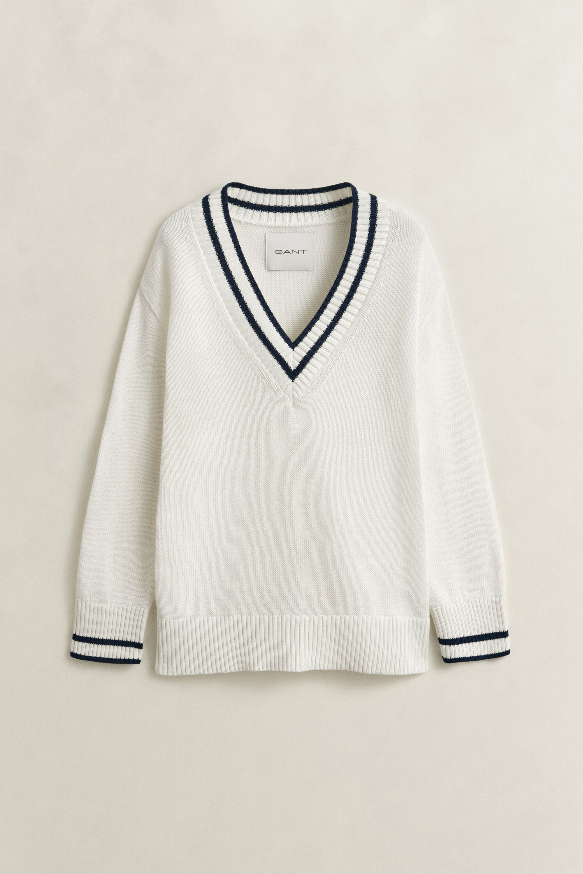 Sweater i bomuld med V-hals