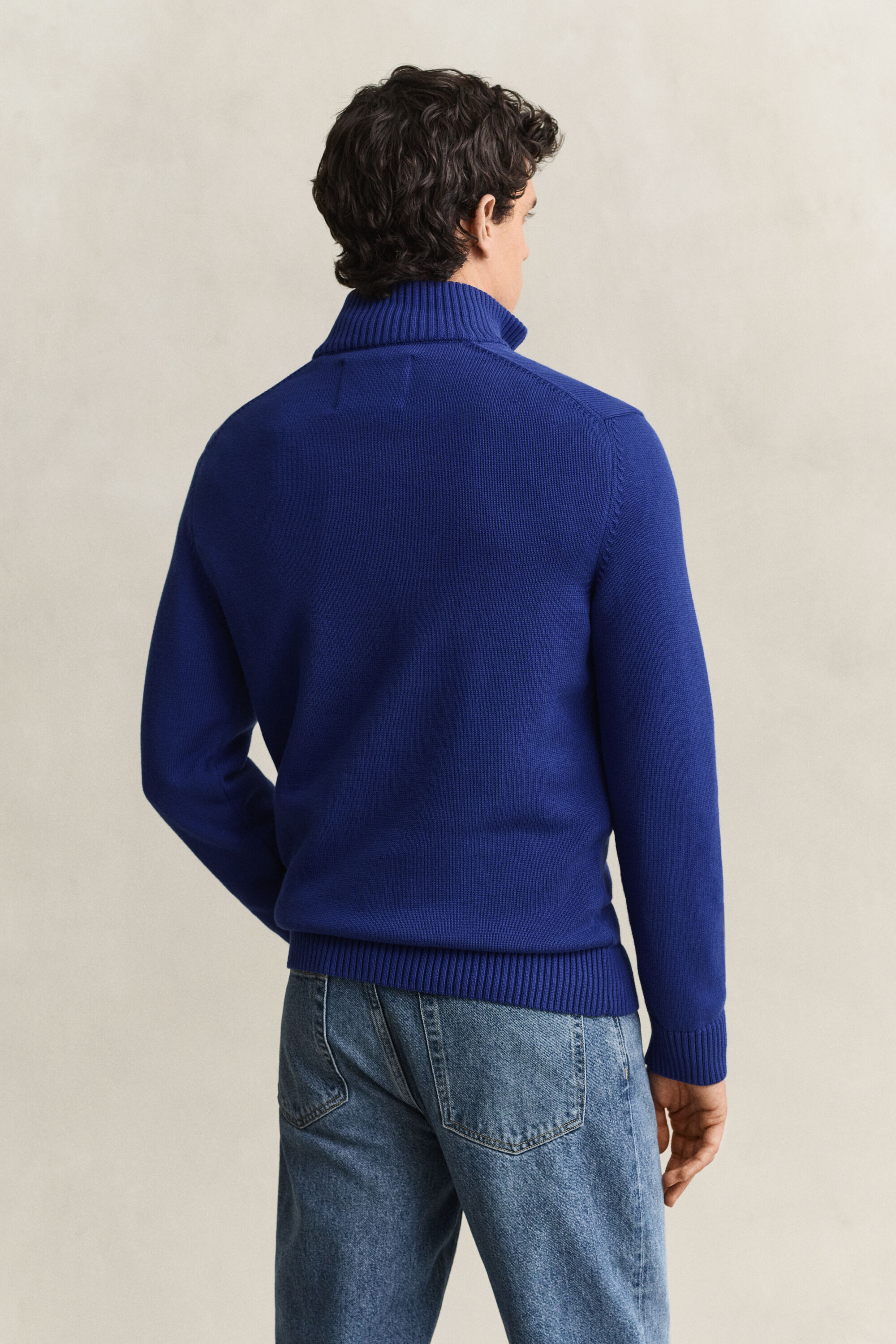 Afslappet sweater i bomuld med halv lynlås