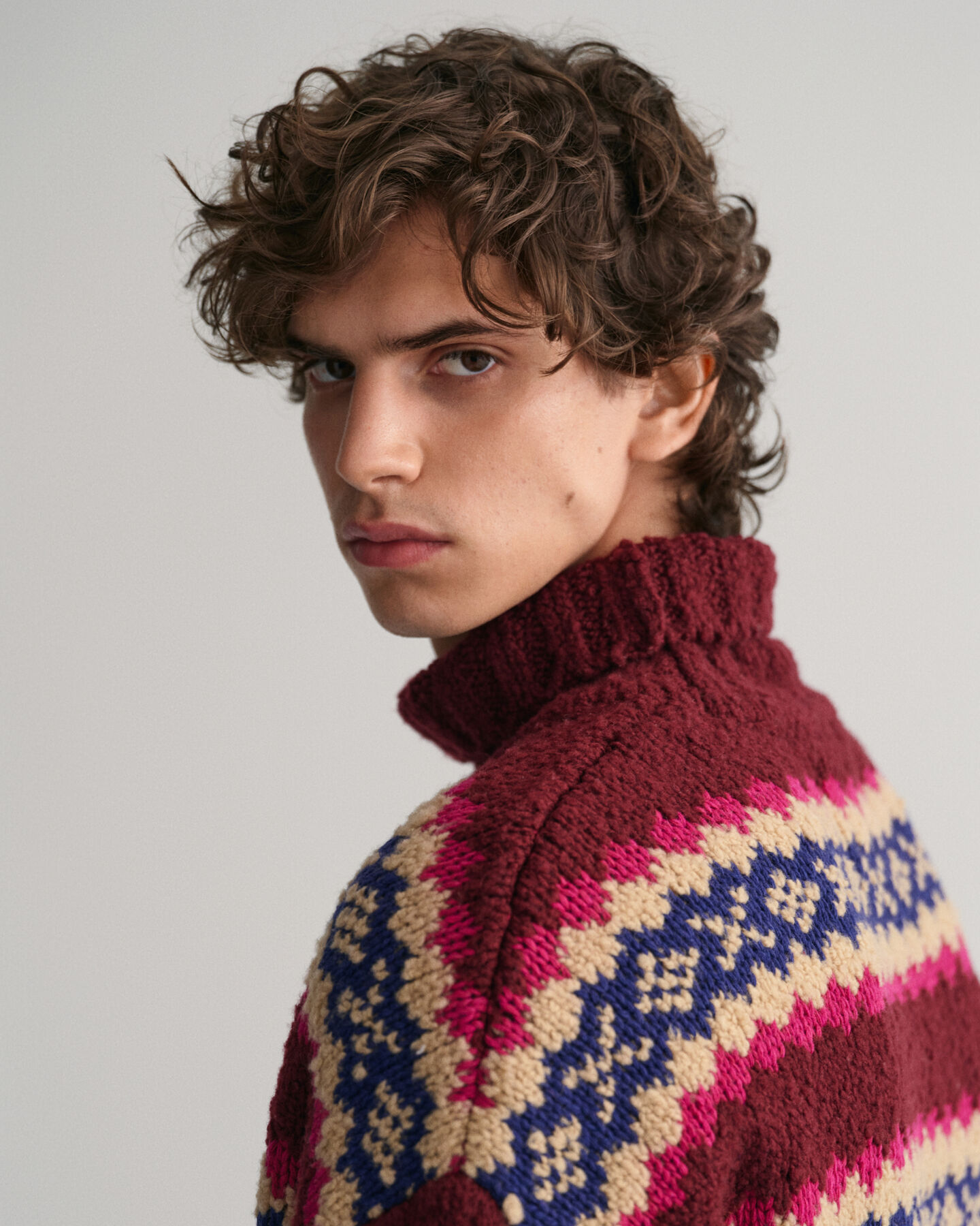 Fair Isle sweater med høj hals