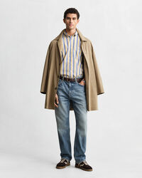 Regular fit poplin skjorte med striber