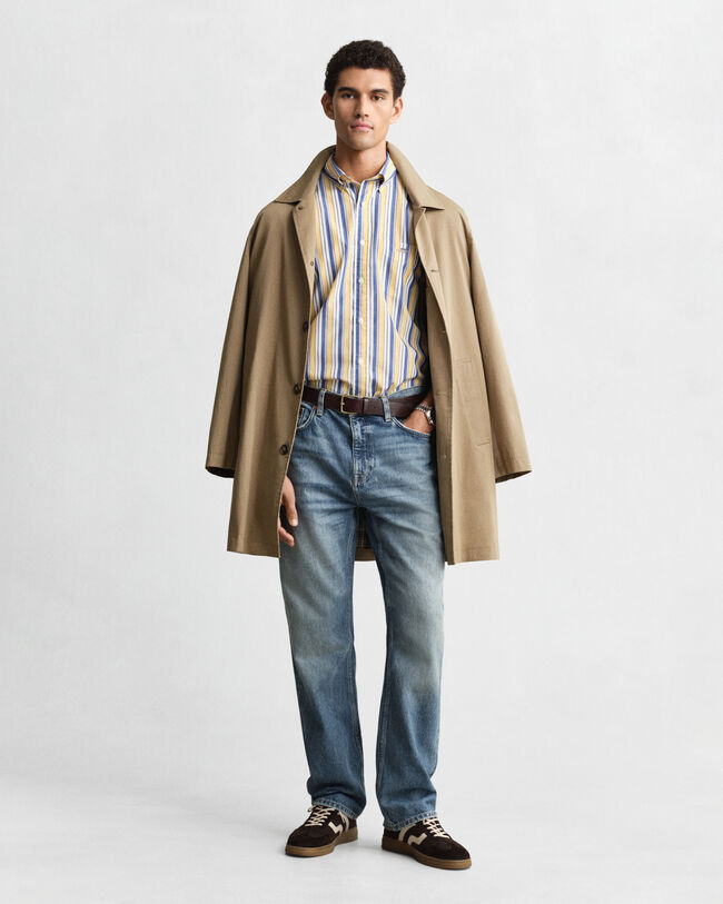 Regular fit poplin skjorte med striber