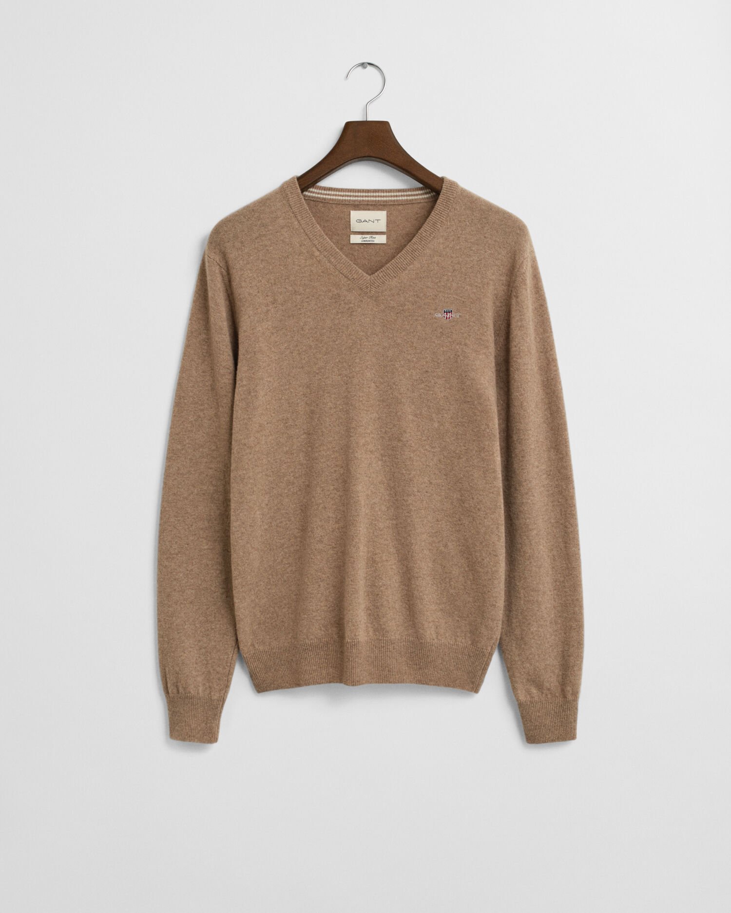 Sweater med V-hals af ekstra fin lammeuld