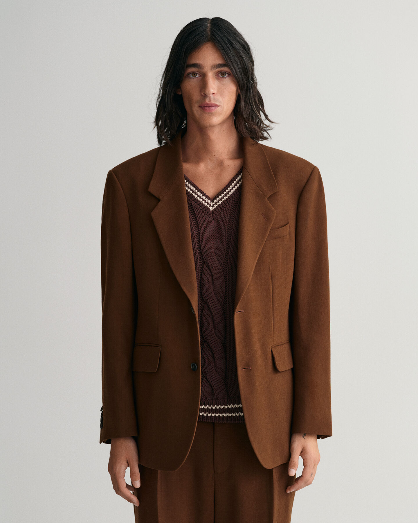 Oversized jakkesæt-blazer af uldcrepe