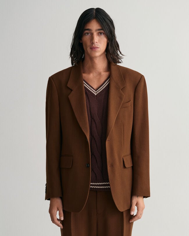 Oversized jakkesæt-blazer af uldcrepe