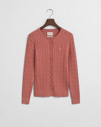 Cardigan af strækbomuld med kabelstrik